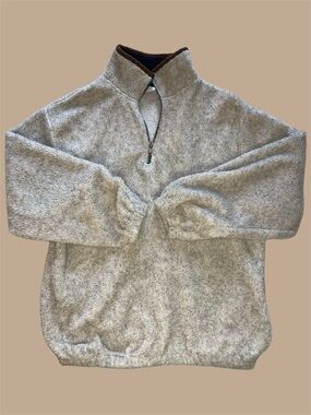 Timberline Colorado Cozy Quarter Zip-Up Pullover Sweater in Light Gray/Cream